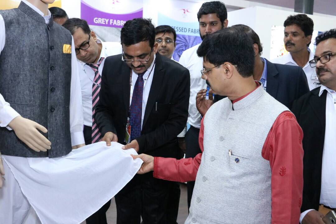 Shri P. C. Vaish, CMD NTCL is giving the information about quality of NTC products to the Honourable Secretary Shri Anant Kumar Singh, IAS, Ministry Of Textile, GOI.